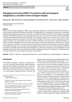 血液系统恶性肿瘤患者 COVID-19 的管理和治疗：叙述性回顾和专家见解